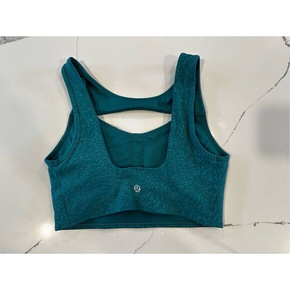 Lululemon Everlux Cut-Out Train Bra Medium Support Teal Lagoon Women’s Sz 4 - Picture 2 of 6